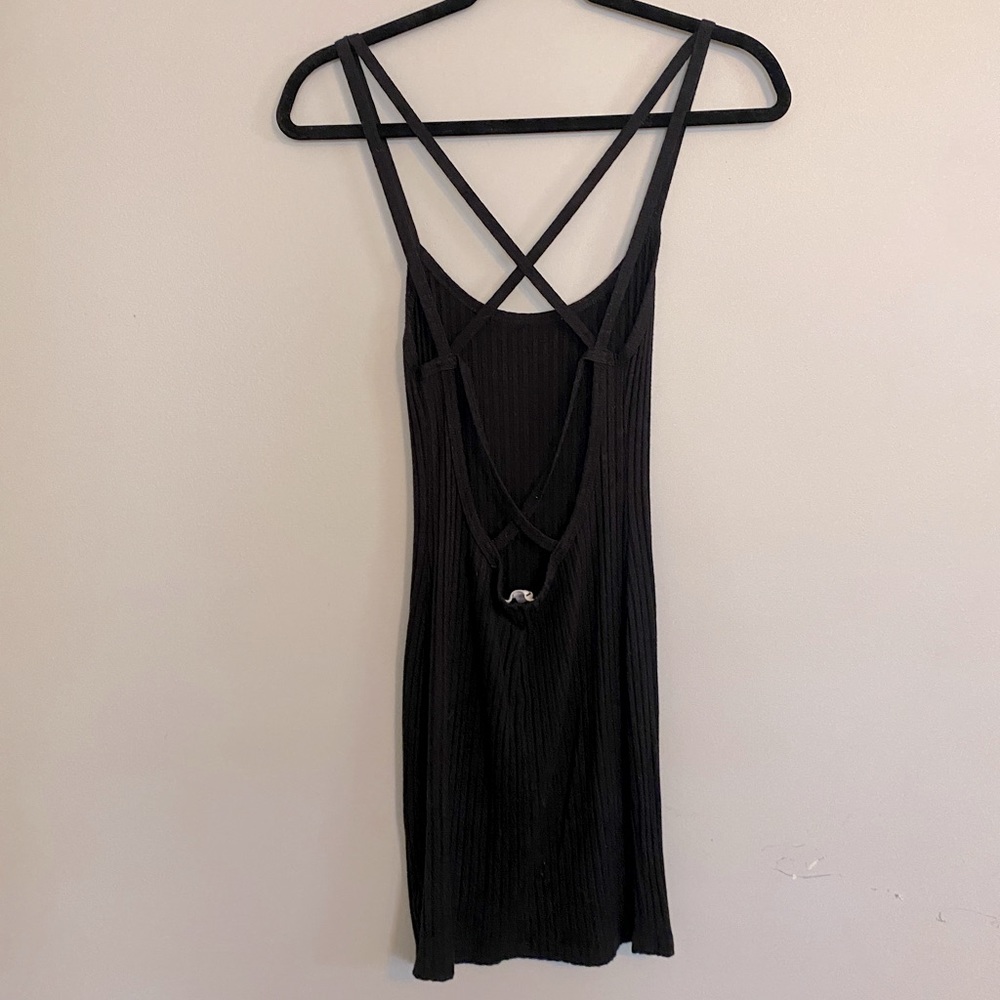 LNA Strappy Ribbed Casual Mini Dress LBD Black size Small - Picture 6 of 10